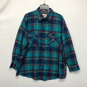 Vintage Saugatuck Men  Acrylic Flannel Button Shirt Top Size 2X Plaid B213 -24